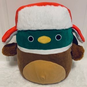 Squishmallow Avery Mallard Duck 🦆. Trapper Hat, Christmas 🎄❄️, 12” New